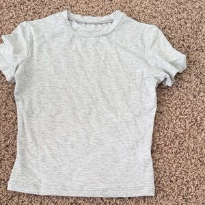 Amazon Women's Light Gray Crop Top Tee